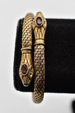 Stella & Dot Gold Double Snake Serpent Wrap Bracelet Purple Crystal Y2K BinD